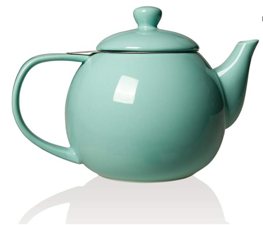 Porcelain Teapot with Removable Stainless Steel Infuser,Microwave