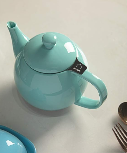 Porcelain Teapot with Removable Stainless Steel Infuser,Microwave